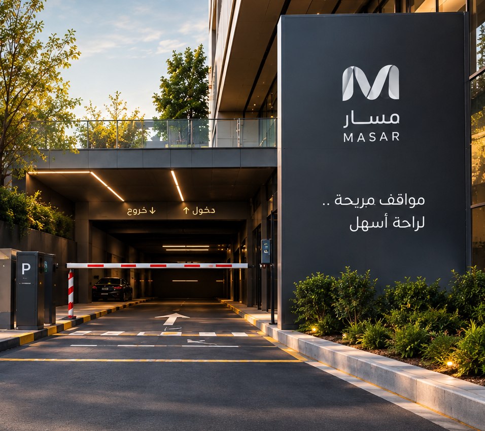 مبنى بمواقف سيارات